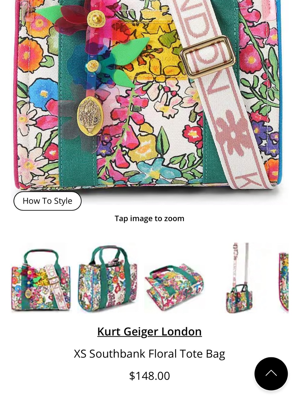 Kurt Geiger Floral Tote Bag in White, Green, Pink and Yellow